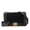 Secondhand Chanel Old Medium Braided Chevron Cotton and Lambskin Boy Flap