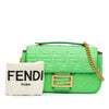 Fendi Zucca Embossed Leather Chain Midi Baguette Secondhand