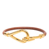 Hermès Gold Plated and Leather Jumbo Hook Bracelet Secondhand