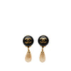 Chanel CC Gold Plated Resin and Faux Pearl Drop Clip On Earrings Secondhand
