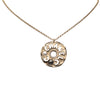 Chanel Gold Plated Faux Pearl and Rhinestone Logo Pendant Necklace Secondhand