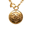 Chanel CC Gold Plated Medallion Mirror Pendant Necklace Secondhand