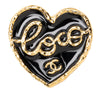 Chanel CC Gold Plated Enamel Coco Heart Brooch Secondhand