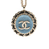 Chanel CC Gold Plated Denim Leather Woven Chain Round Pendant Necklace Secondhand