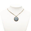 Chanel CC Gold Plated Denim Leather Woven Chain Round Pendant Necklace Secondhand