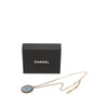 Chanel CC Gold Plated Denim Leather Woven Chain Round Pendant Necklace Secondhand