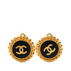 Chanel CC Gold Plated Enamel Round Clip On Earrings Secondhand