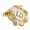 Chanel CC Gold Plated Resin and Faux Pearl Push Back Earrings Secondhand