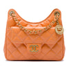 Chanel Small Shiny Crumpled Calfskin Wavy CC Hobo Secondhand