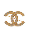 Chanel CC Gold Plated Strass Brooch Secondhand