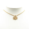 Dior Gold Plated Rhinestones Logo Pendant Necklace Secondhand