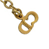 Dior Gold Plated Rhinestone Logo Heart Pendant Necklace Secondhand