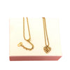 Dior Gold Plated Rhinestone Logo Heart Pendant Necklace Secondhand