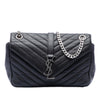 Saint Laurent Medium Chevron Sheepskin Monogram College Punk Shoulder Bag Secondhand