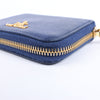 Prada Saffiano Metal 1MM268 Leather Coin Wallet in Blue Secondhand