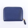 Prada Saffiano Metal 1MM268 Leather Coin Wallet in Blue Secondhand
