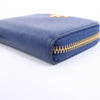 Prada Saffiano Metal 1MM268 Leather Coin Wallet in Blue Secondhand