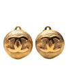 Chanel CC Gold Plated Round Clip On Earrings Secondhand