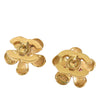 Chanel Gold Plated Resin CC Flower Push Back Earrings Secondhand