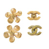 Chanel Gold Plated Resin CC Flower Push Back Earrings Secondhand