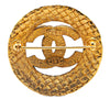 Secondhand Chanel Gold Plated CC Round Brooch