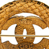 Secondhand Chanel Gold Plated CC Round Brooch
