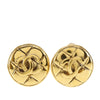 Chanel CC Gold Plated Quilted Round Clip On Earrings Secondhand