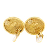Chanel CC Gold Plated Quilted Round Clip On Earrings Secondhand