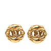 Chanel Gold Plated CC Round Clip On Earrings Secondhand