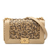 Chanel Old Medium Braided Metallic Lambskin Boy Flap Secondhand