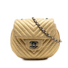 Secondhand Chanel CC Chevron Metallic Aged Calfskin Bubble Flap