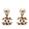 Chanel CC Gold Plated Faux Pearl Drop Push Back Earrings Secondhand