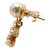 Chanel CC Gold Plated Faux Pearl Drop Push Back Earrings Secondhand