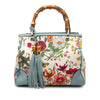 Gucci Small Canvas Flora Bamboo Shopper Satchel Secondhand