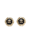 Chanel CC Gold Plated Camellia Push Back Earrings Secondhand