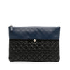Chanel Large Bicolor Quilted Leather Pearl O Case Clutch Secondhand