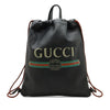 Gucci Grained Calfskin Web Logo Drawstring Backpack Secondhand