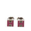 Hermès Palladium Plated Enamel Cage dH Cube Push Back Earrings Secondhand