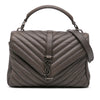 Secondhand Saint Laurent Medium Quilted Chevron Sheepskin College Satchel