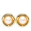 Chanel Gold Plated Faux Pearl Round Clip on Earrings Secondhand