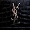 Saint Laurent Medium Croc Embossed Calfskin Sunset Flap Crossbody Secondhand