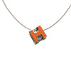 Secondhand Hermès Palladium Plated Lacquered Cage D H Pendant Necklace
