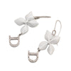 Dior Enamel Rhinestone Flower Logo Drop Hook Earrings Secondhand