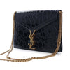 Saint Laurent Shiny Croc Embossed Calfskin Monogram Cassandra Clasp Bag Secondhand