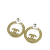 Secondhand Chanel CC Gold Plated Strass Round Bullet Back Earrings