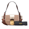 Fendi Zucchino Canvas and Metallic Leather Compilation Shoulder Bag Secondhand