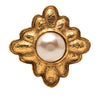 Chanel Gold Plated CC Faux Pearl Flower Brooch Secondhand