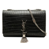 Saint Laurent Medium Croc Embossed Leather Monogram Kate Tassel Crossbody Secondhand