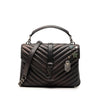 Saint Laurent Medium Metallic Chevron Sheepskin Monogram College Pins Satchel Secondhand