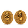 Chanel Gold Plated Horse Medallion Clip On Earrings Secondhand